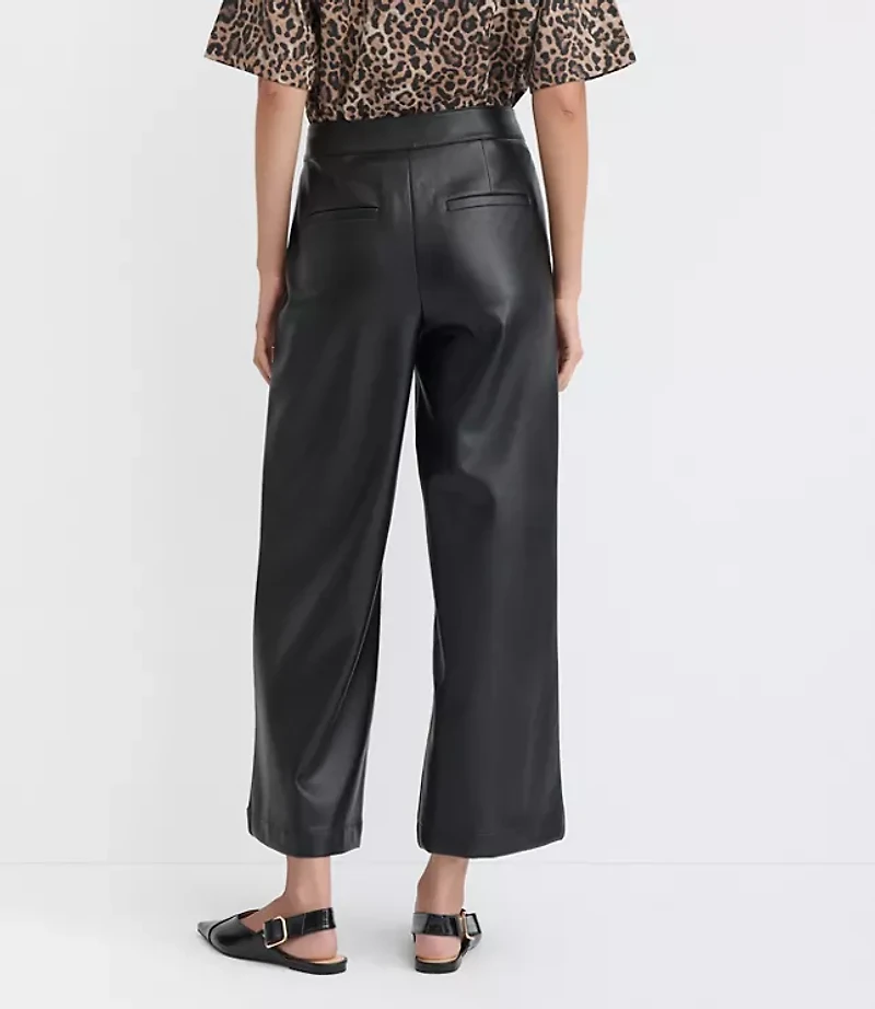 Wide Leg Culottes Faux Leather