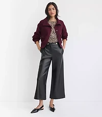 Wide Leg Culottes Faux Leather