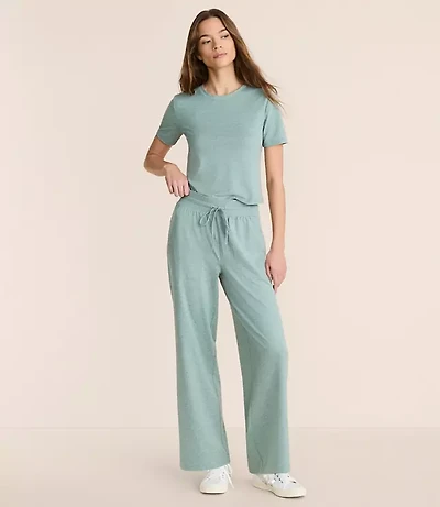 Lou & Grey Heathered Brushedsoft Slim Wide Leg Pants