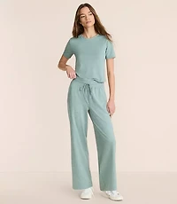 Lou & Grey Heathered Brushedsoft Slim Wide Leg Pants