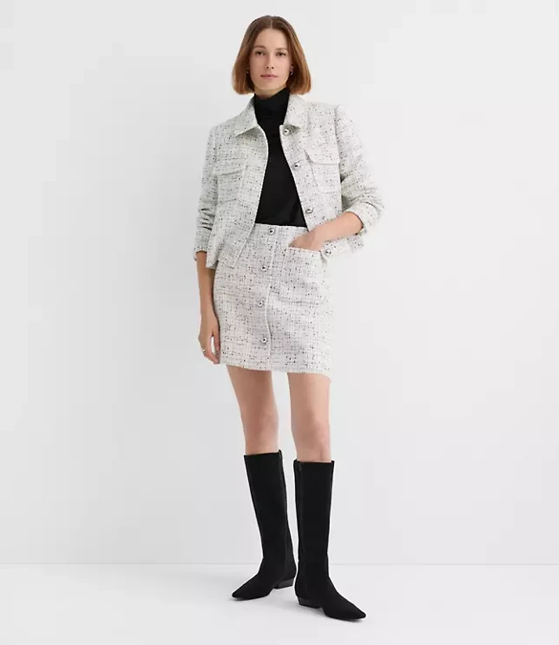Tweed Mini Patch Pocket Skirt