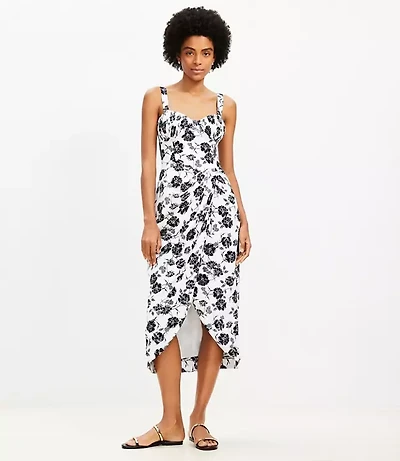 Petite Garden Pleated Bustier Midi Dress