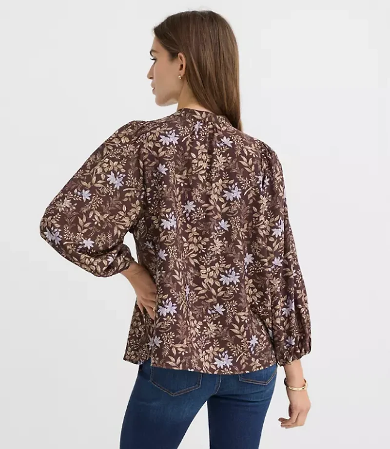 Garden Blouson Sleeve Split Neck Blouse