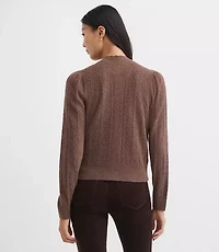 Scalloped Pointelle Puff Sleeve Cardigan