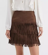 Fringe Faux Suede Mini Skirt