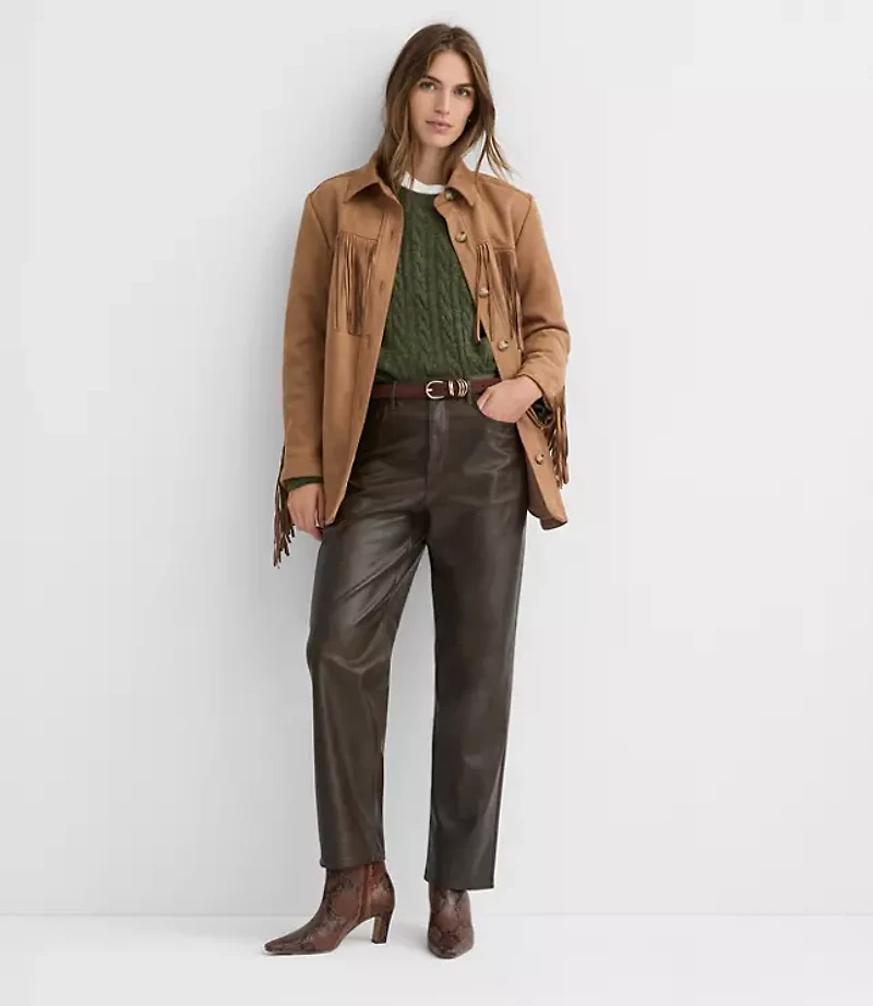 Five Pocket Straight Pants Faux Leather