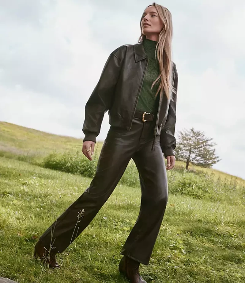 Five Pocket Straight Pants Faux Leather