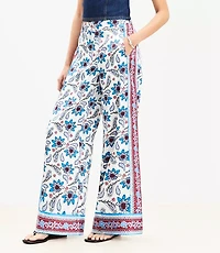 Petite Fluid Pull On Wide Leg Pants Paisley