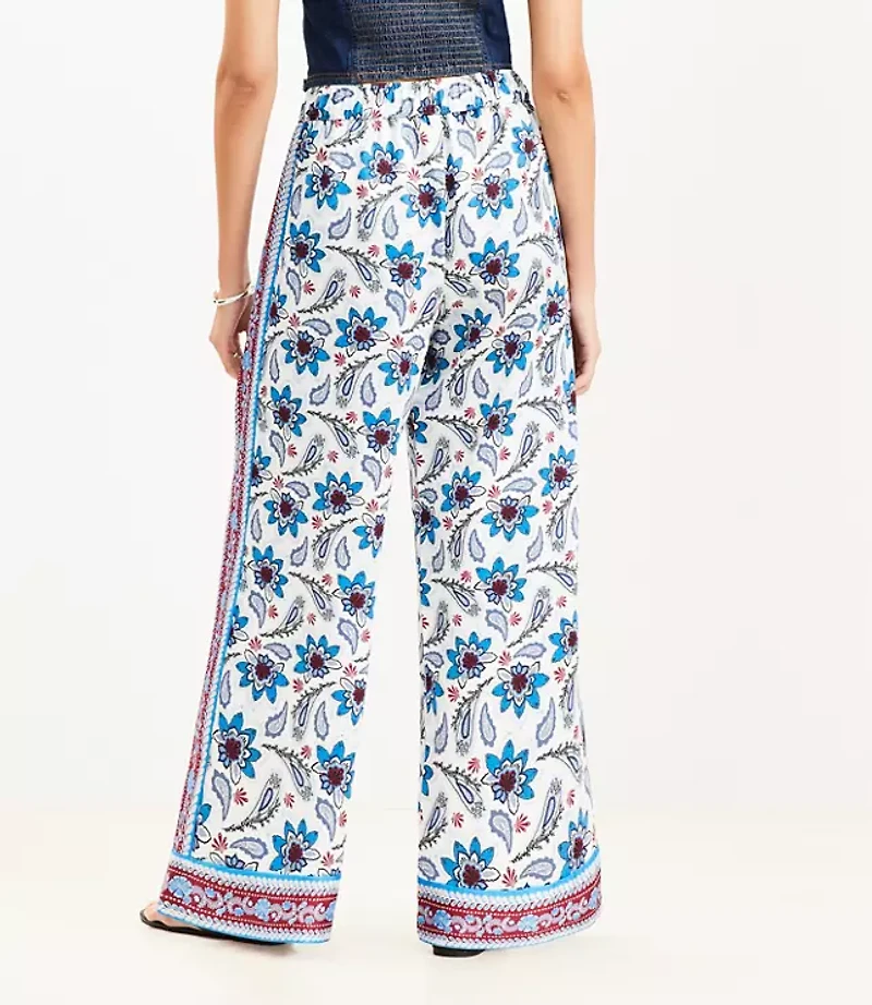 Petite Fluid Pull On Wide Leg Pants Paisley
