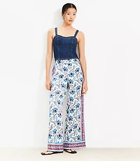 Petite Fluid Pull On Wide Leg Pants Paisley
