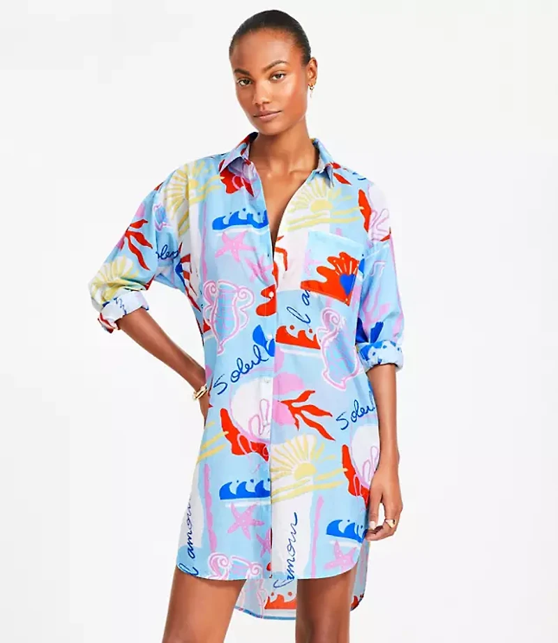 LOFT Beach Seaside Button Pocket Swimsuit Coverup