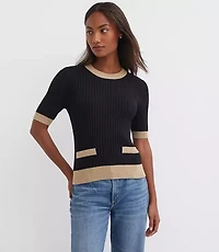 Tipped Ribbed Pocket Sweater Tee