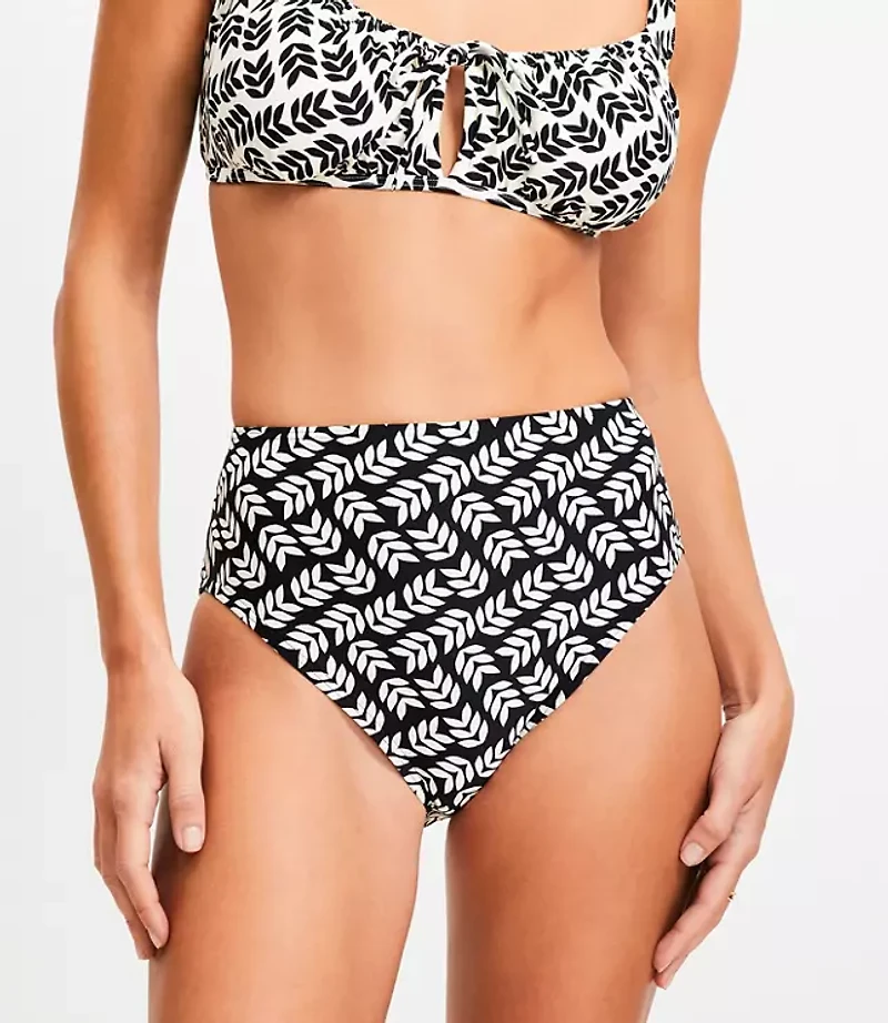 LOFT Beach Leafed High Waist Bikini Bottom