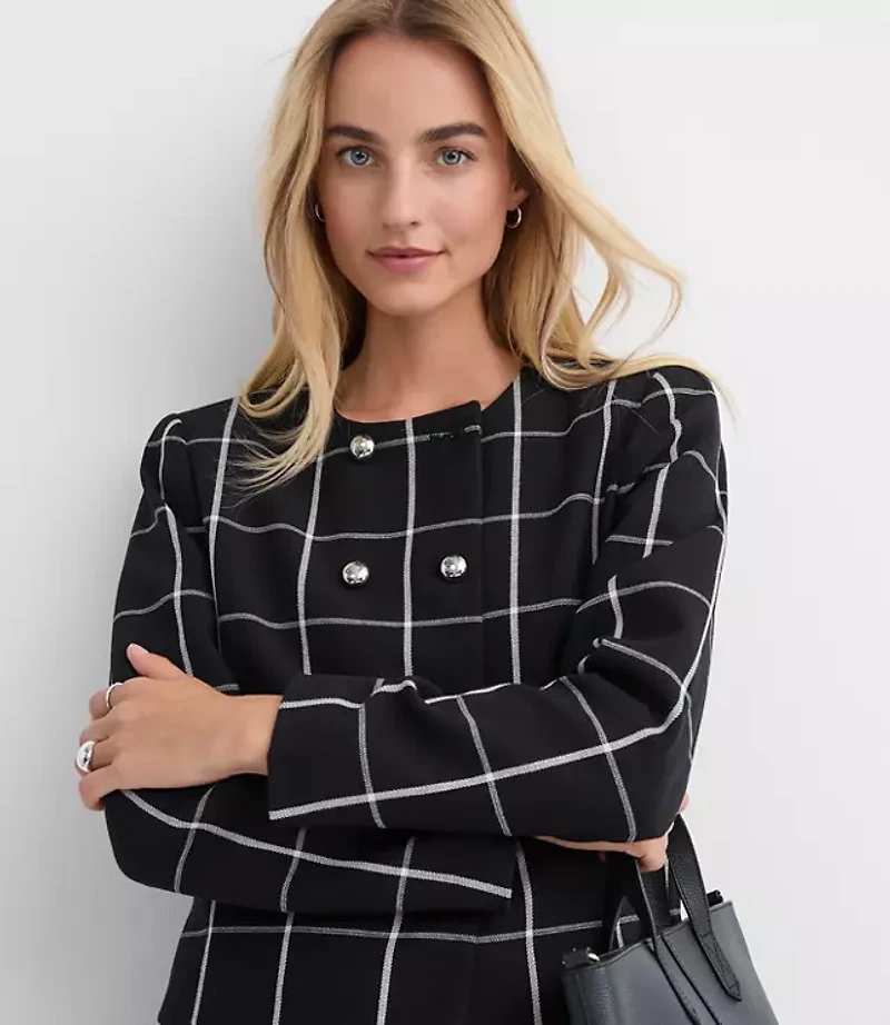 Windowpane Double Breasted Jacket