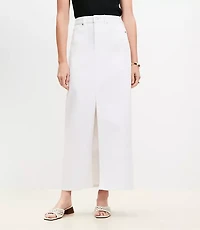 Petite Denim Maxi Skirt White