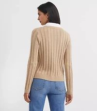 Ribbed Mixed Media Pocket Sweater