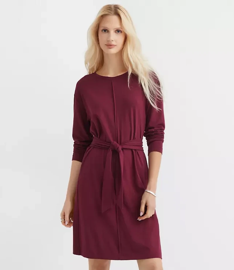 Heathered Tie Waist Mini Dress