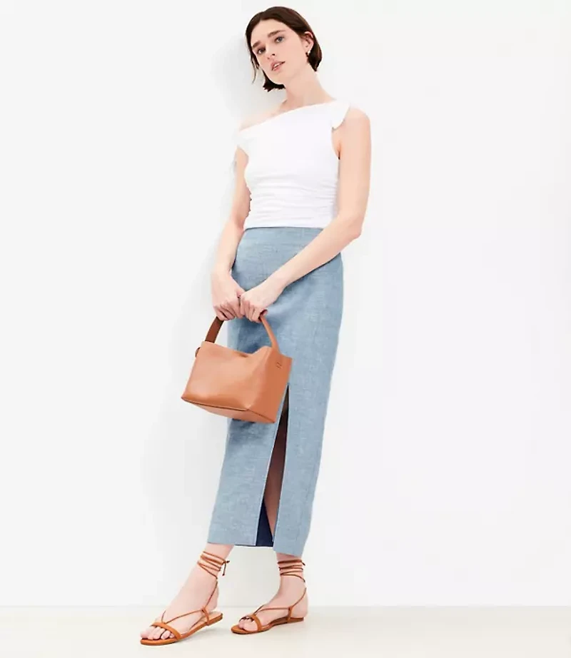 Linen Blend Maxi Skirt