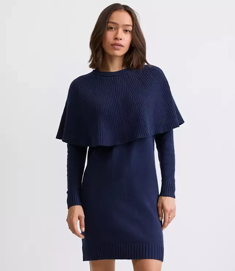 Cape Mini Sweater Dress