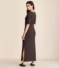 Lou & Grey Ribbed Maxi Elbow Sleeve Dress