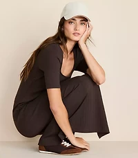 Lou & Grey Ribbed Maxi Elbow Sleeve Dress