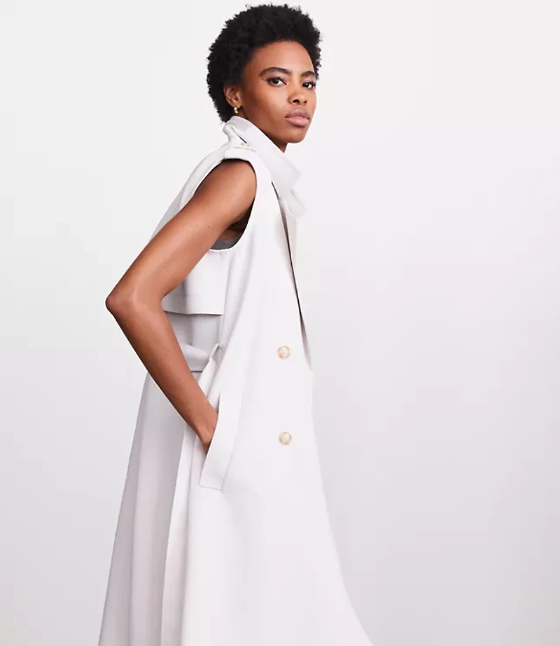 LOFT Versa Crepe Drape Trench Vest