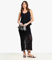 Petite Scalloped Crochet Midi Skirt