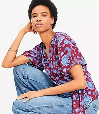 Floral Flutter Sleeve Wrap Blouse