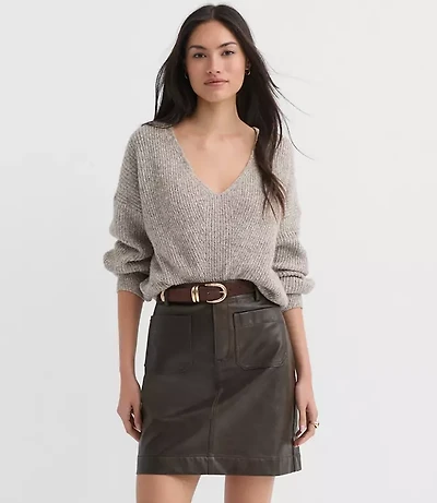 Angled Ribbed V-Neck Sweater