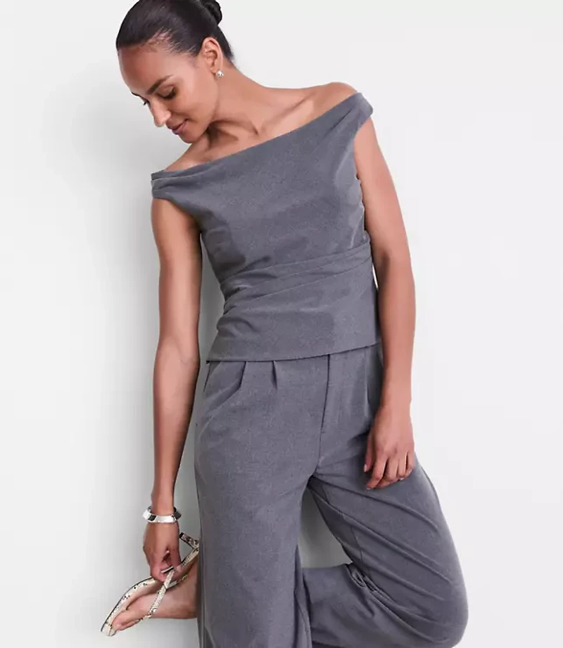 LOFT Versa Seasonless Stretch Off The Shoulder Top Heather