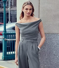 LOFT Versa Seasonless Stretch Off The Shoulder Top Heather
