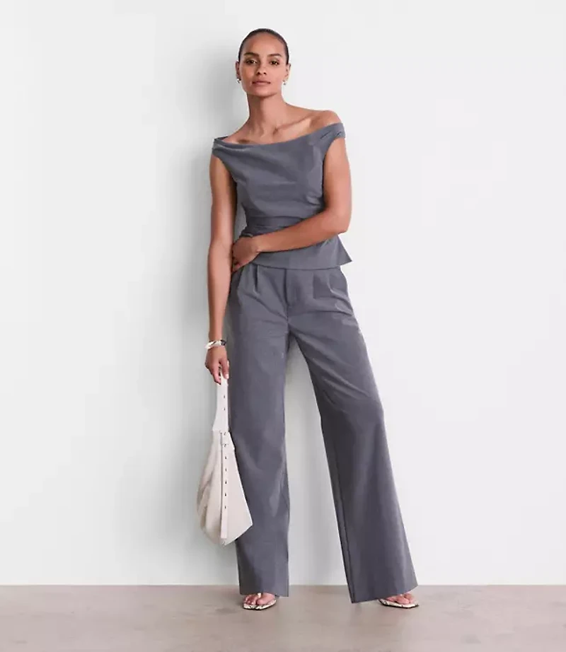 LOFT Versa Seasonless Stretch Off The Shoulder Top Heather
