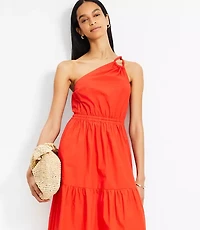 LOFT Beach Poplin One Shoulder Maxi Pocket Dress