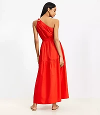 LOFT Beach Poplin One Shoulder Maxi Pocket Dress