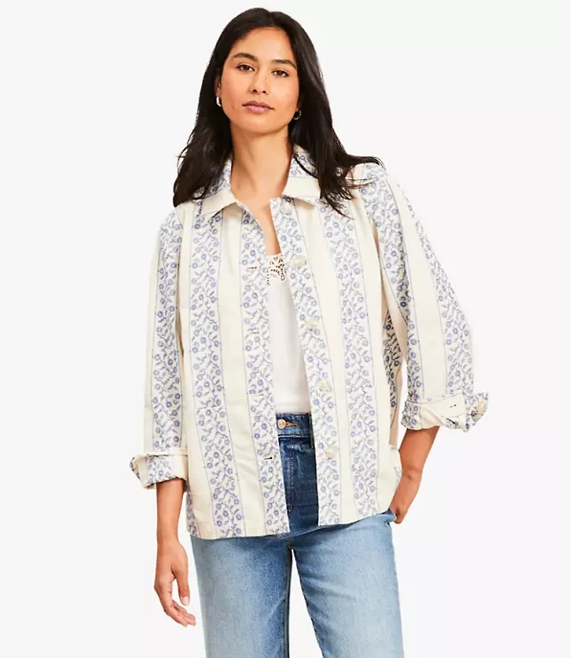 Floral Striped Chore Jacket