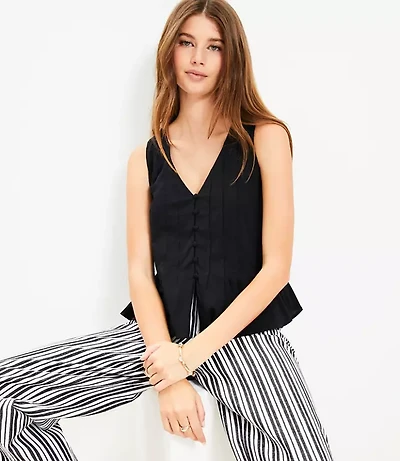 Petite Pleated V-Neck Tank Top