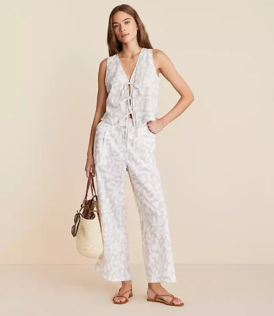 Petite Lou & Grey Jungle Linen Cotton Wide Leg Crop Pants