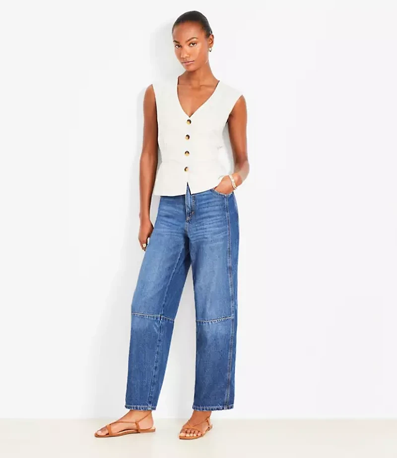 Petite Cinched Linen Blend Vest Top