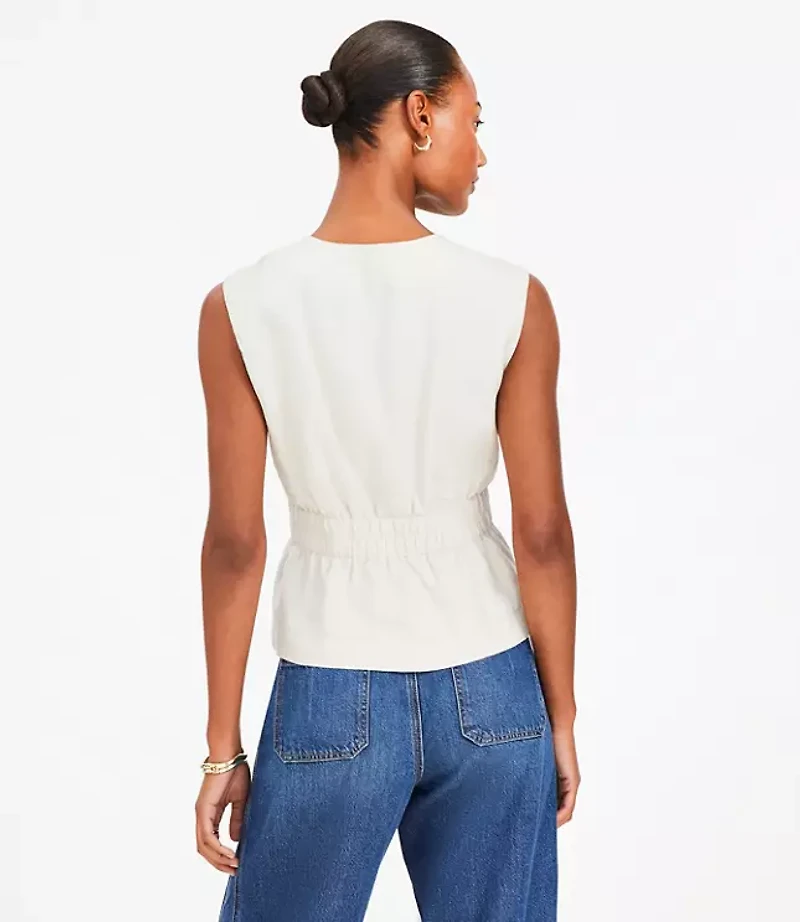 Petite Cinched Linen Blend Vest Top