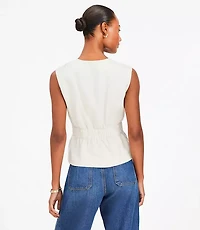 Petite Cinched Linen Blend Vest Top