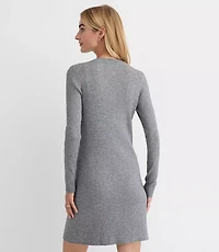 Ribbed Button Pocket Mini Sweater Dress