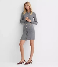 Ribbed Button Pocket Mini Sweater Dress