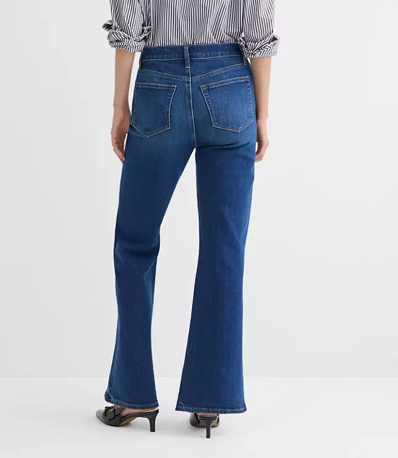 Petite Curvy High Rise Relaxed Flare Jeans Medium Wash