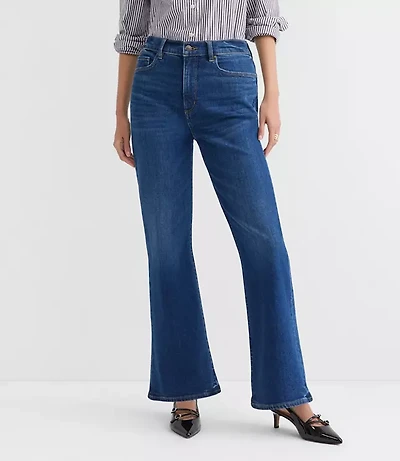 Petite Curvy High Rise Relaxed Flare Jeans Medium Wash