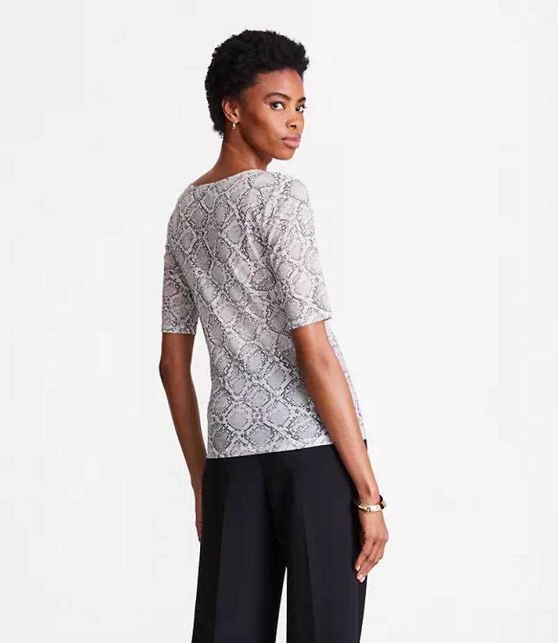 LOFT Versa Snake Print Mesh Elbow Sleeve Tee