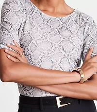 LOFT Versa Snake Print Mesh Elbow Sleeve Tee