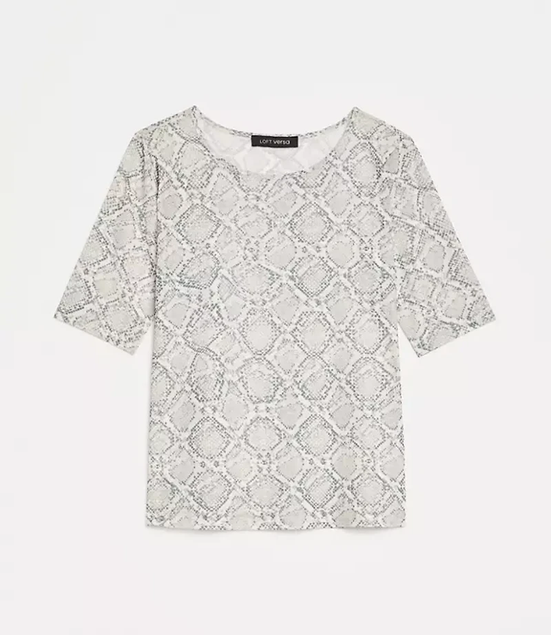 LOFT Versa Snake Print Mesh Elbow Sleeve Tee
