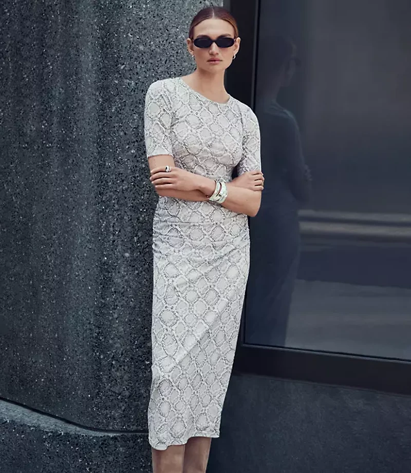 LOFT Versa Snake Print Mesh Elbow Sleeve Tee