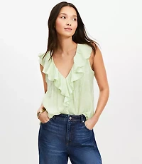 Petite Garden Pleated Ruffle Shell