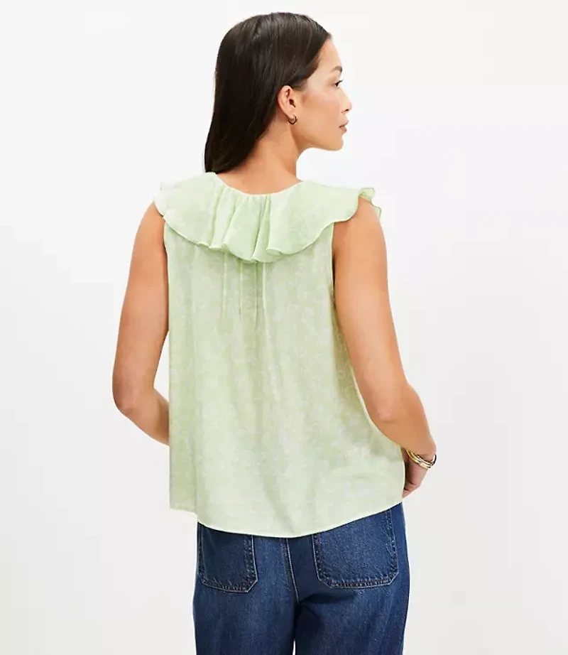 Petite Garden Pleated Ruffle Shell